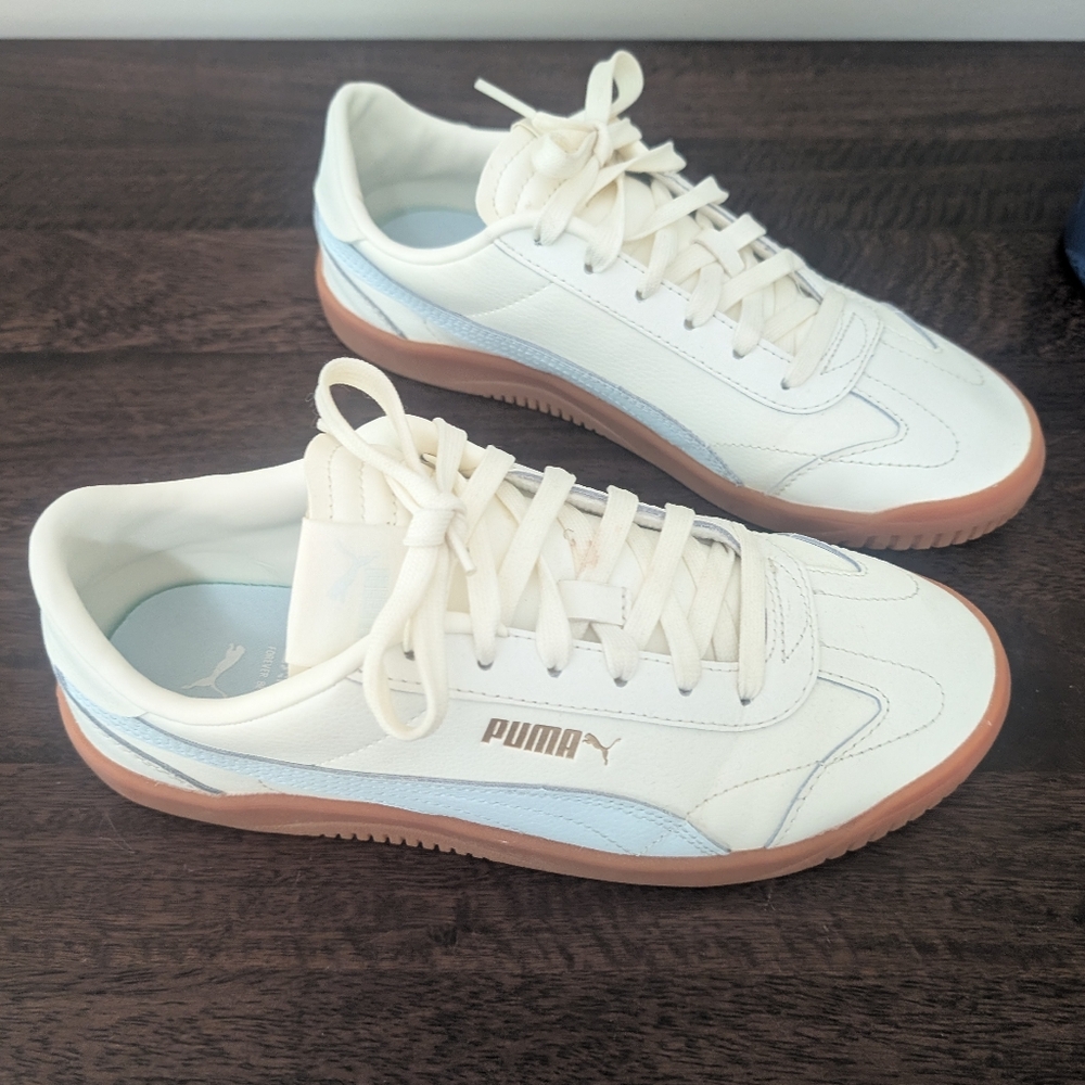 Puma White and Light Blue Sneakers